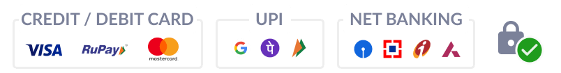 Accepted Payment Methods: Credit/Debit Cards, UPI, Net Banking