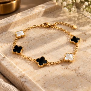 Water-Resistant Anti-Tarnish Clover Charm Bracelet