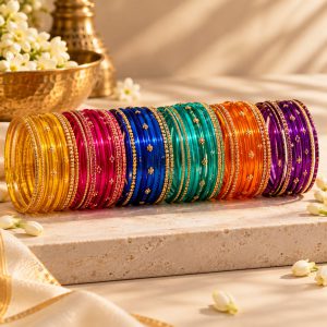 Rainbow Multi-Color Glass Bangles Bridal Combo